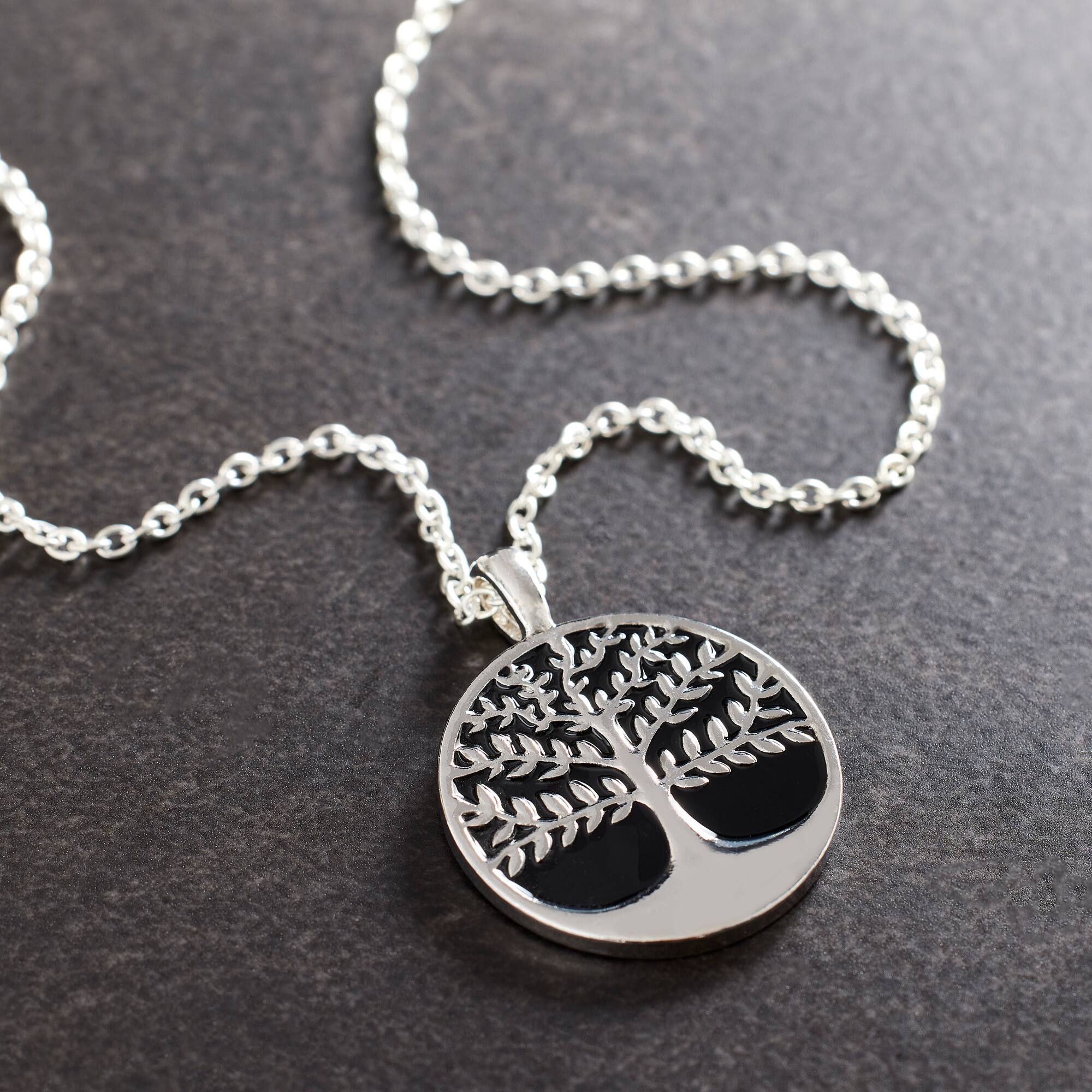Silver & Black Round Tree of Life Pendant by Bead Landing™